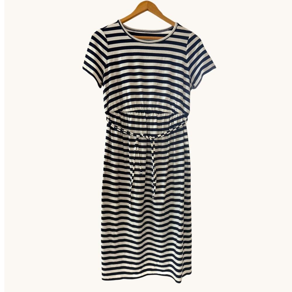 Ingrid & Isabel Stripe Maternity Midi Dress Drawstring Waist Size S